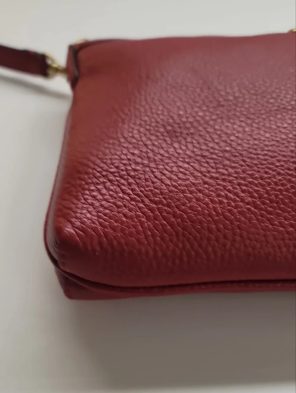 Coach Refined Pebble Leather Legacy Zip Top Crossbody In Red